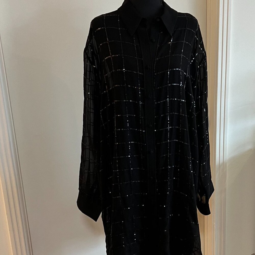 Elegant Black Sequin Midi Dress - Picture 3 of 8
